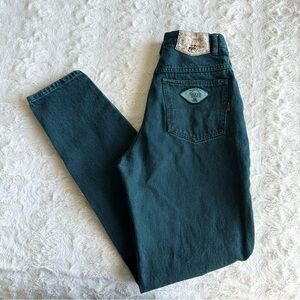 Vintage Silver Rider Jeans Womens 26 (Tag 9/10) Dark Green Horse Western Rodeo